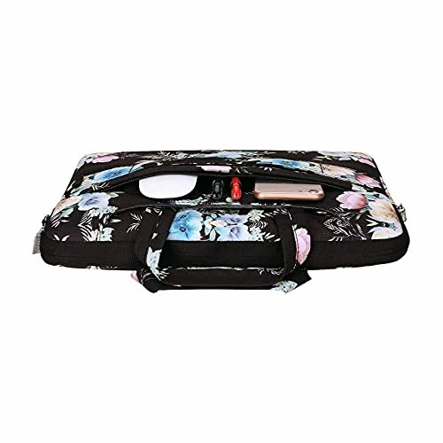 MOSISO Laptop Shoulder Bag Compatible with MacBook Pro/Air 13 inch, 13-13.3 inch Notebook Computer, Polyester Trumpet Creeper Carrying Briefcase Sleeve with Trolley Belt