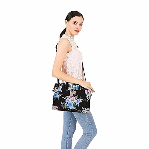MOSISO Laptop Shoulder Bag Compatible with MacBook Pro/Air 13 inch, 13-13.3 inch Notebook Computer, Polyester Trumpet Creeper Carrying Briefcase Sleeve with Trolley Belt