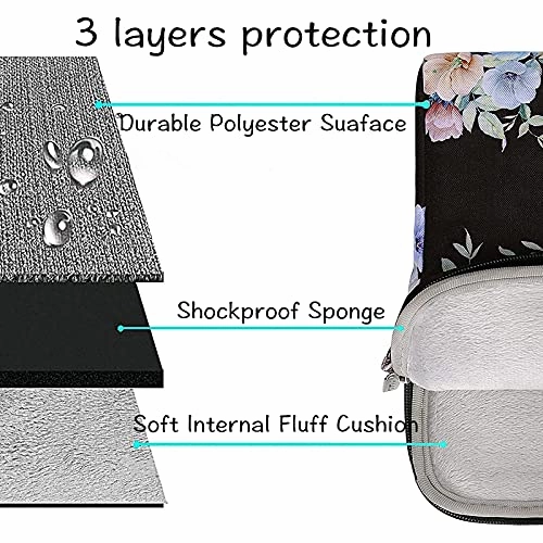 MOSISO Laptop Shoulder Bag Compatible with MacBook Pro/Air 13 inch, 13-13.3 inch Notebook Computer, Polyester Trumpet Creeper Carrying Briefcase Sleeve with Trolley Belt