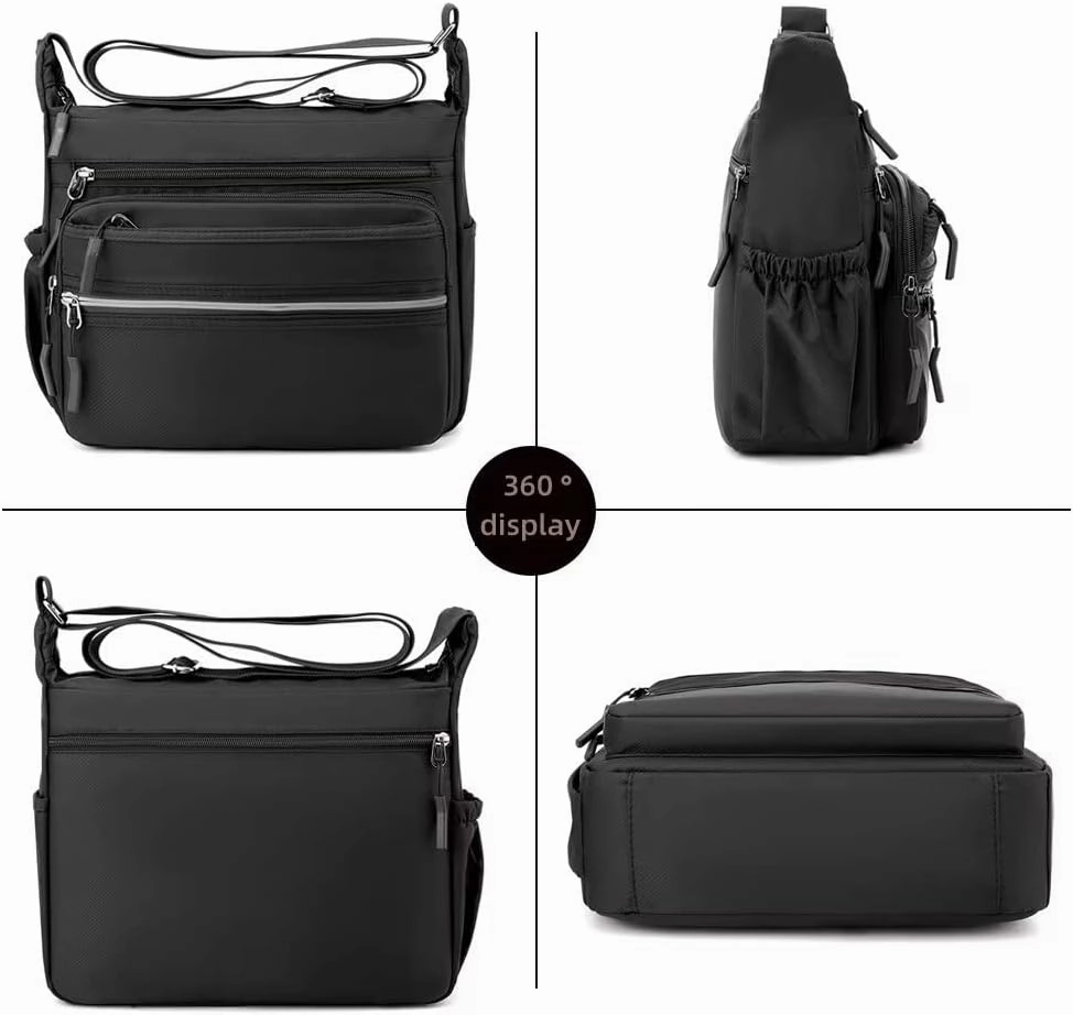 Mudono Messenger Bag for Men Nylon Waterproof Shoulder Bag Multi-pocket Crossbody Bag Daily Travel Bag Lightweight Satchel