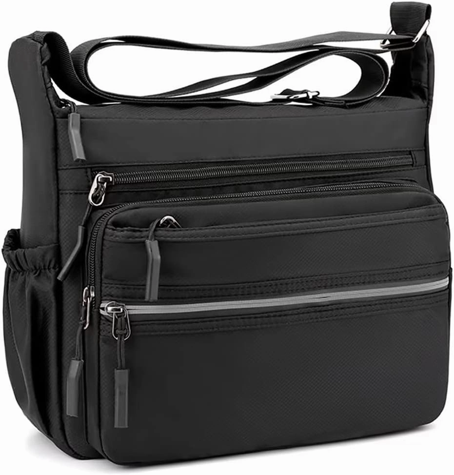 Mudono Messenger Bag for Men Nylon Waterproof Shoulder Bag Multi-pocket Crossbody Bag Daily Travel Bag Lightweight Satchel