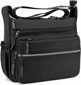 Mudono Messenger Bag for Men Nylon Waterproof Shoulder Bag Multi-pocket Crossbody Bag Daily Travel Bag Lightweight Satchel
