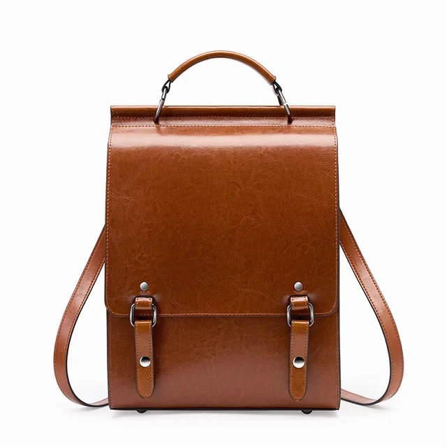 Musterd Leather Backpacks For women-Chic Zipper Closure Backpack 557-1