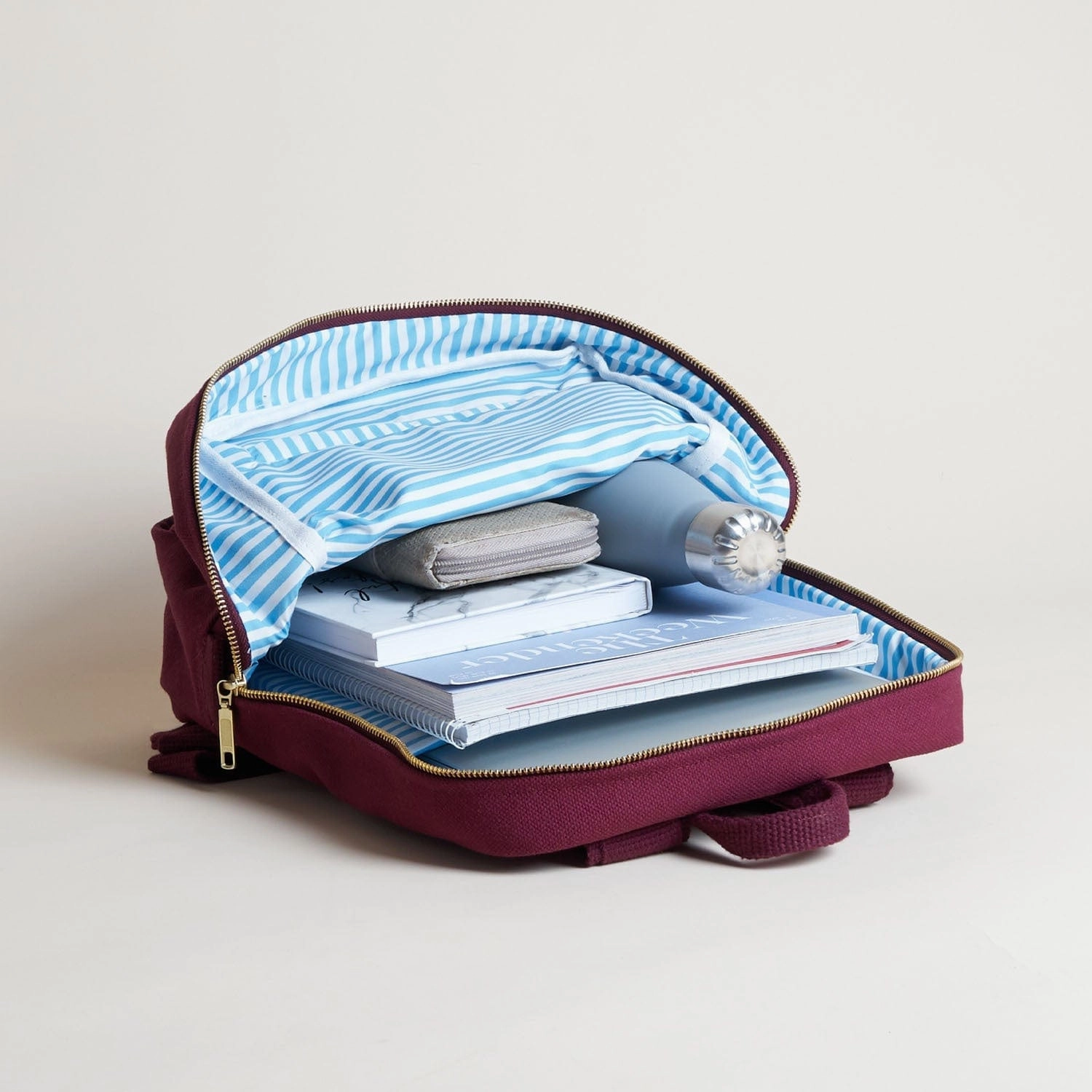Natural Cotton Canvas Daypack | Bordeaux Red