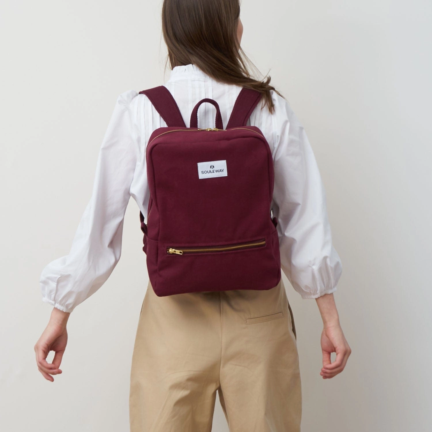 Natural Cotton Canvas Daypack | Bordeaux Red