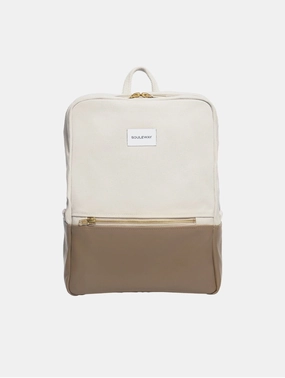 Natural Cotton Canvas Two-Tone Daypack | Sand & Mocha