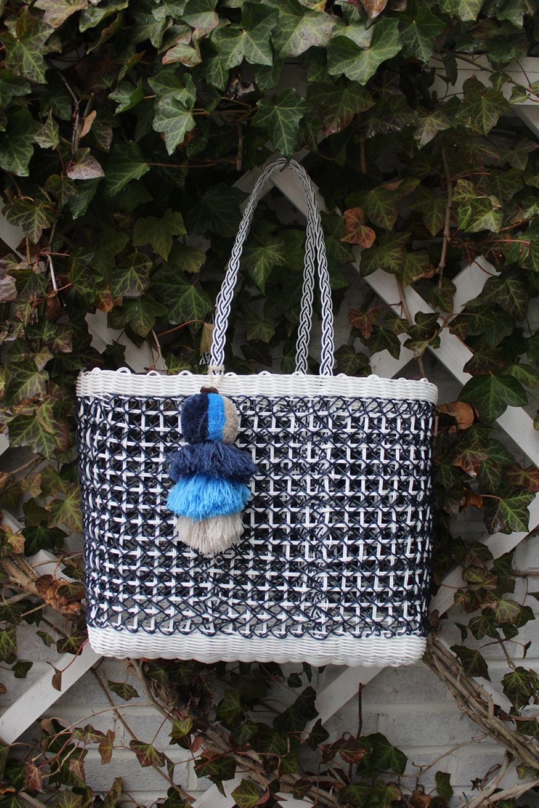 Navy Coastal Cable Citron Tote