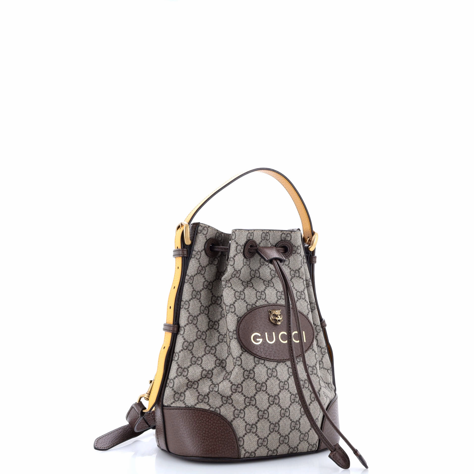Neo Vintage Drawstring Bucket Backpack GG Coated Canvas Mini