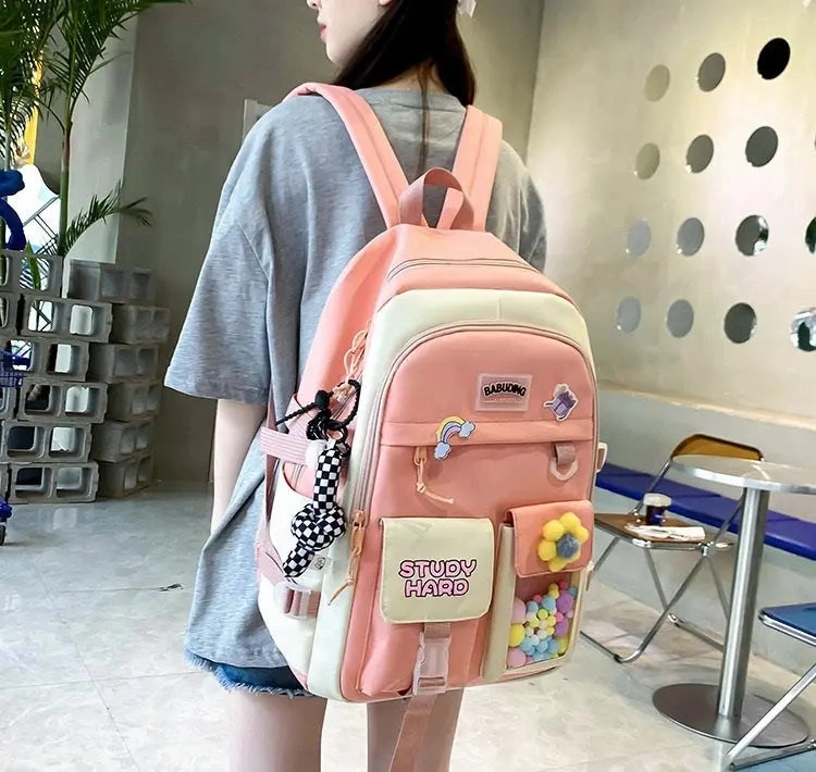 New High School Five-Piece set of Multi-Compartment Fashion Schoolbag 3002