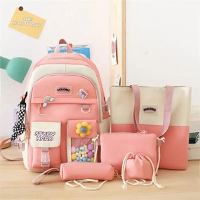 New High School Five-Piece set of Multi-Compartment Fashion Schoolbag 3002