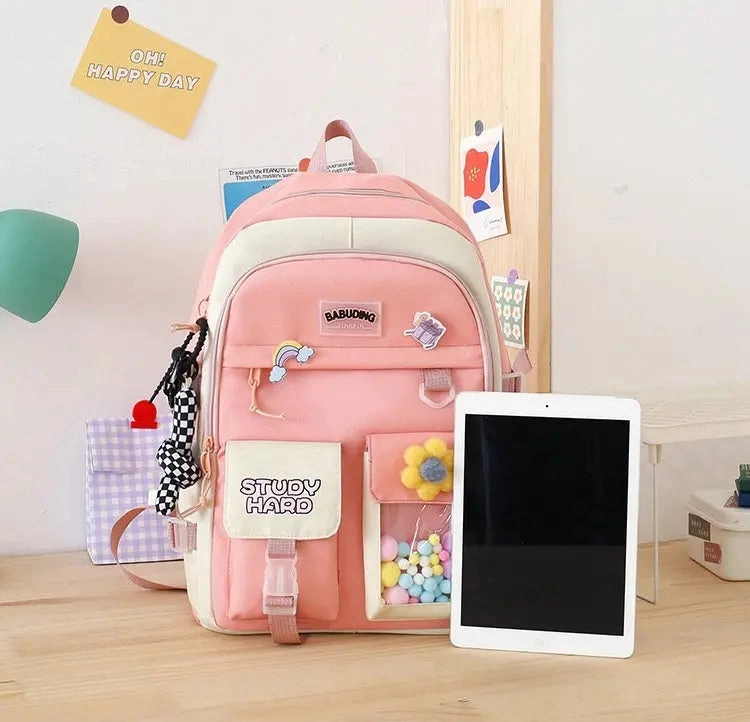 New High School Five-Piece set of Multi-Compartment Fashion Schoolbag 3002