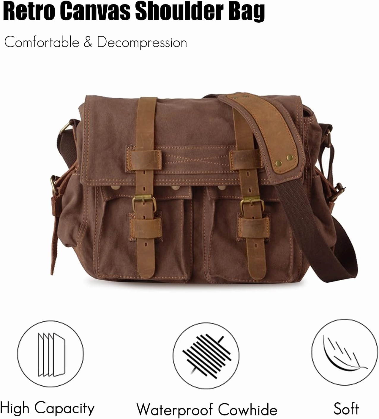New Vintage Messenger Bag Satchel Bag bag Bookbag Casual Travel Shoulder Bag