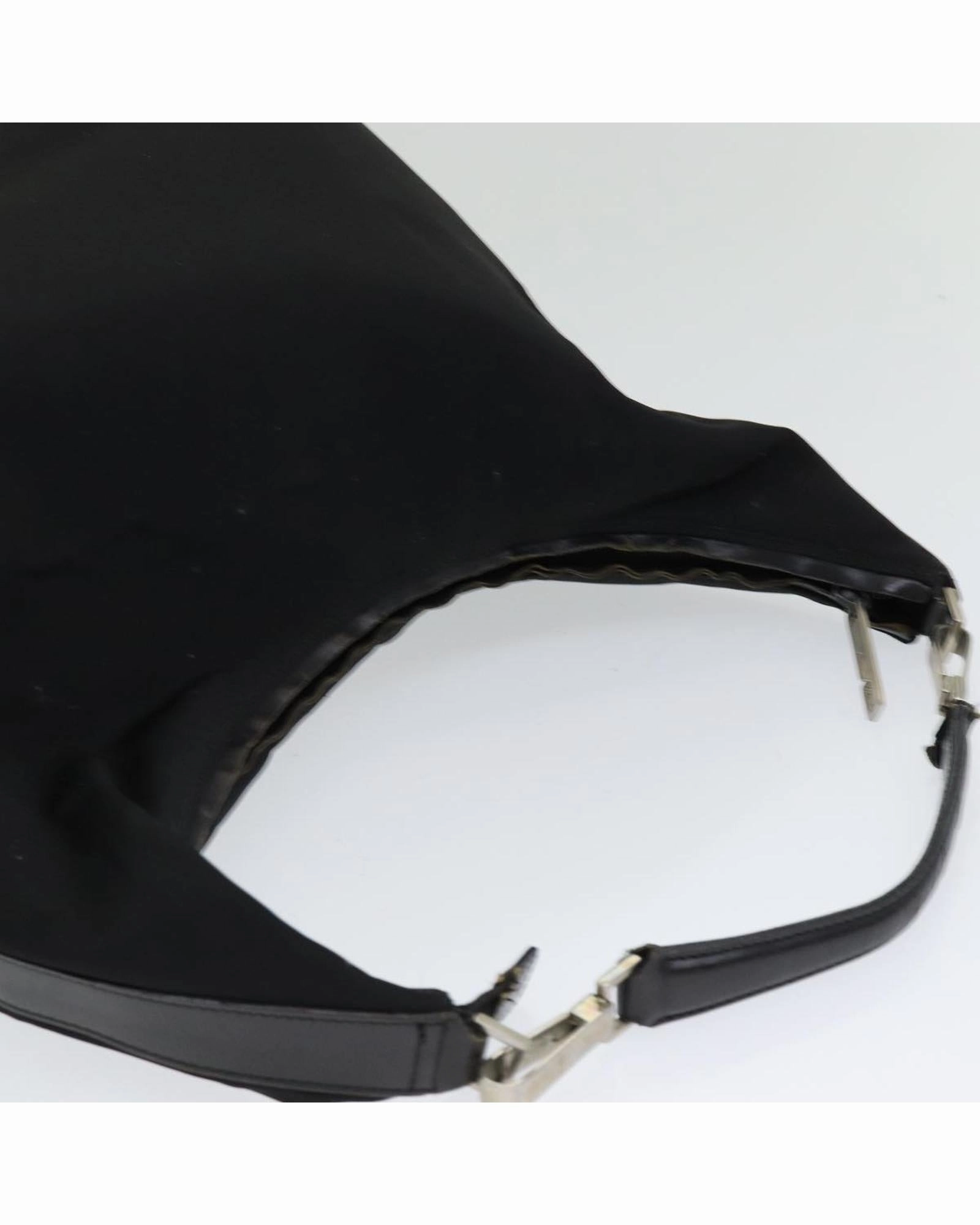 Nylon Hobo Shoulder Bag Black
