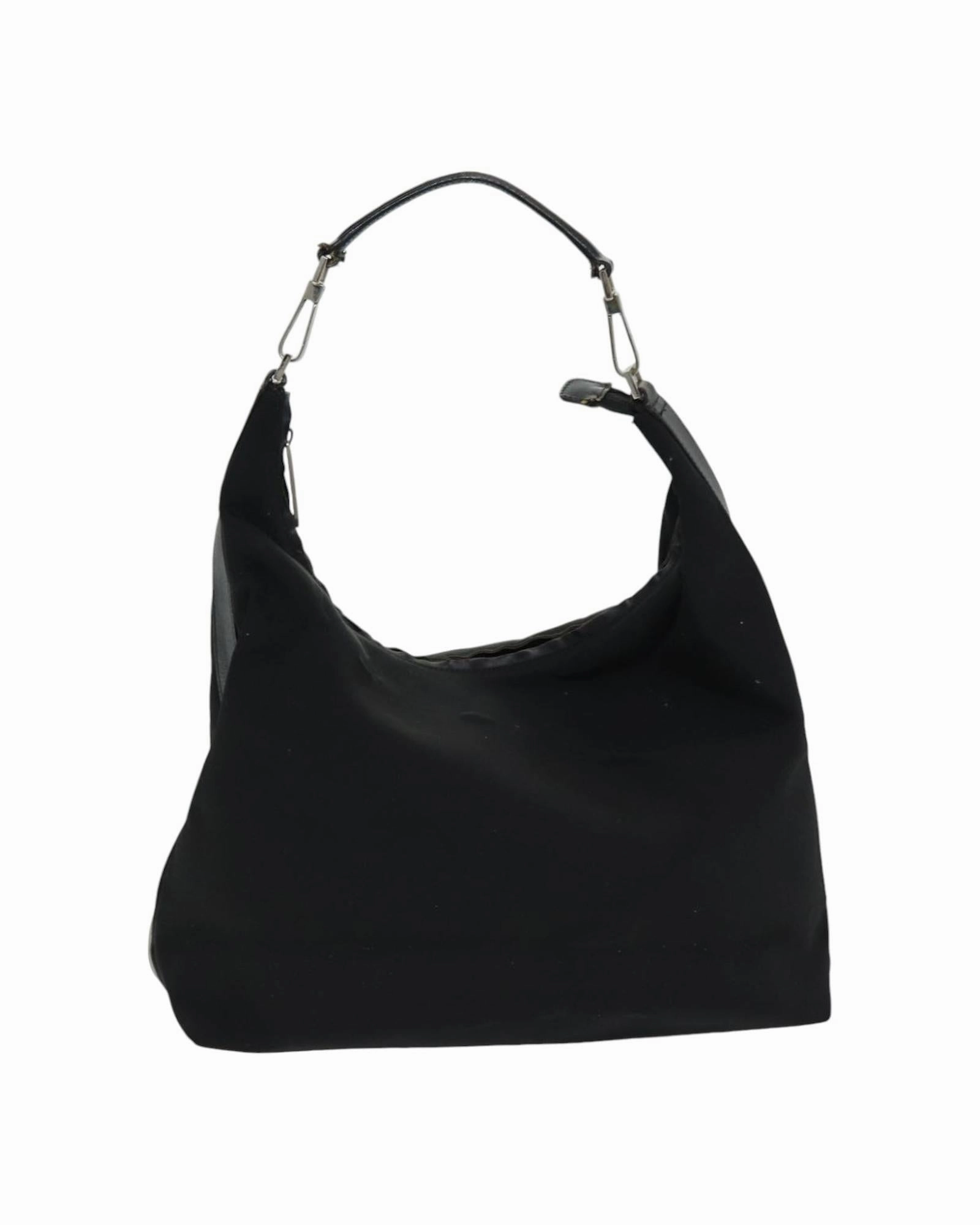 Nylon Hobo Shoulder Bag Black