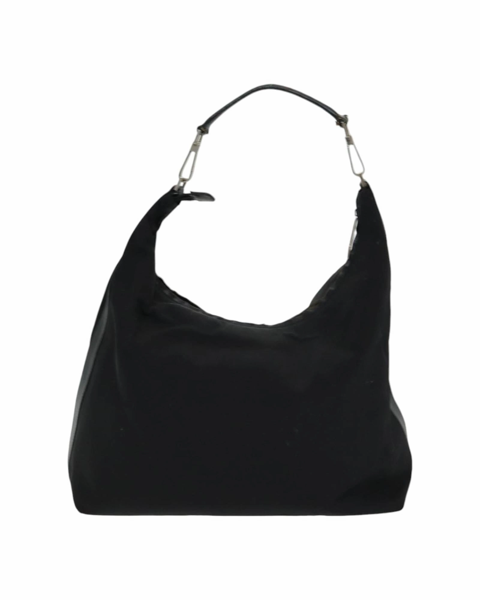 Nylon Hobo Shoulder Bag Black
