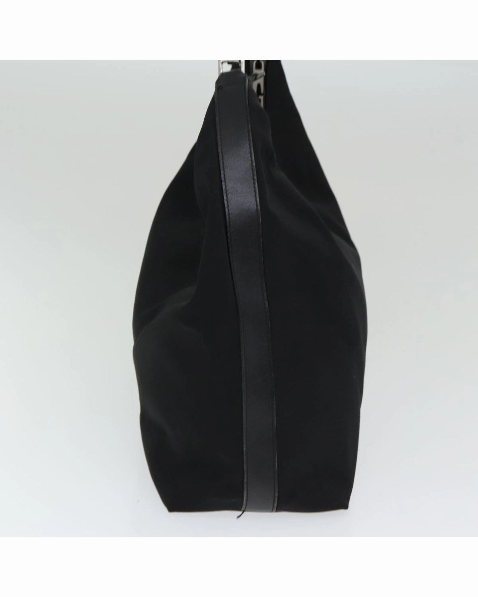 Nylon Hobo Shoulder Bag Black