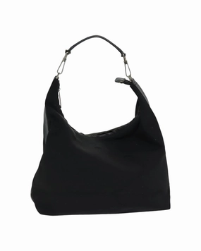 Nylon Hobo Shoulder Bag Black