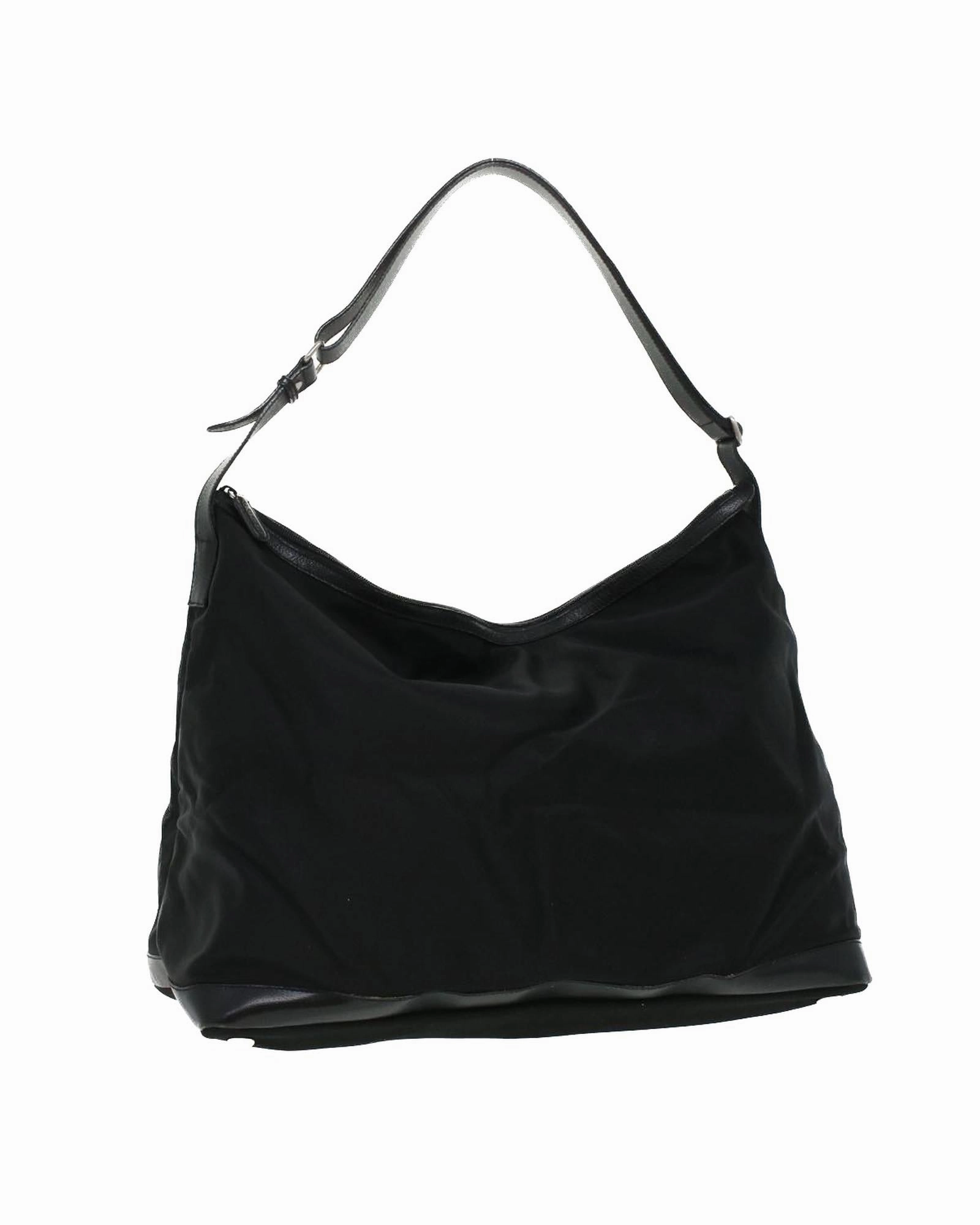 Nylon Shoulder Bag Black Hobo