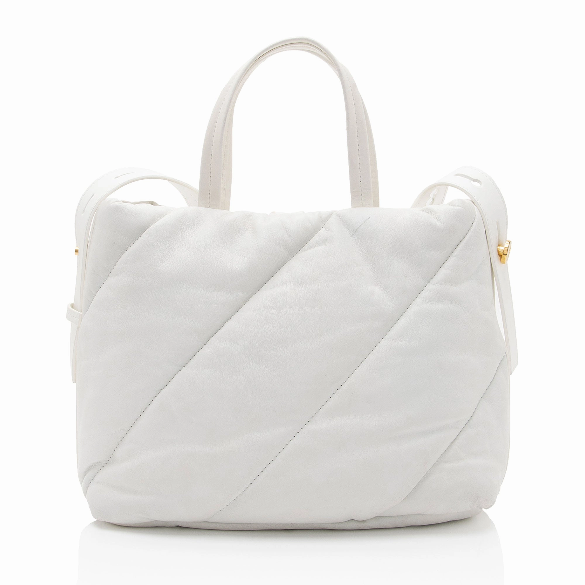 Off-White Leather Nailed Zipped Tote