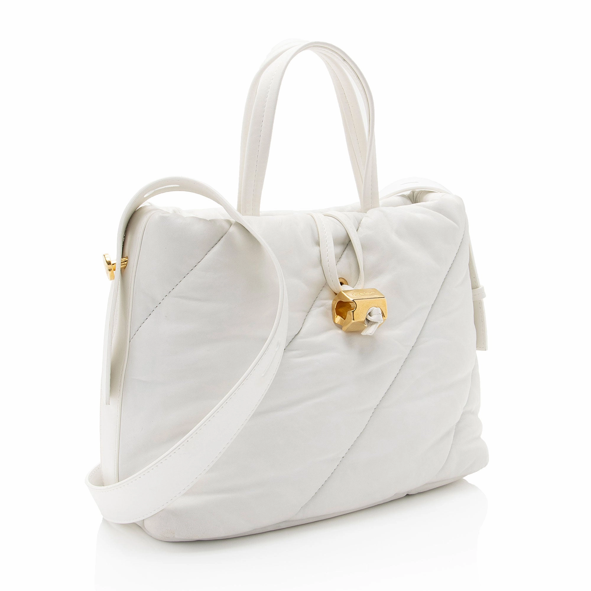 Off-White Leather Nailed Zipped Tote