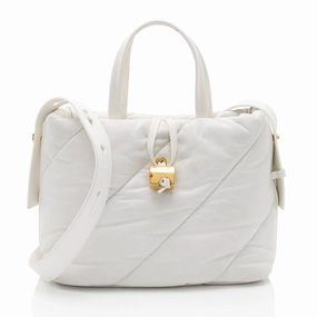 Off-White Leather Nailed Zipped Tote