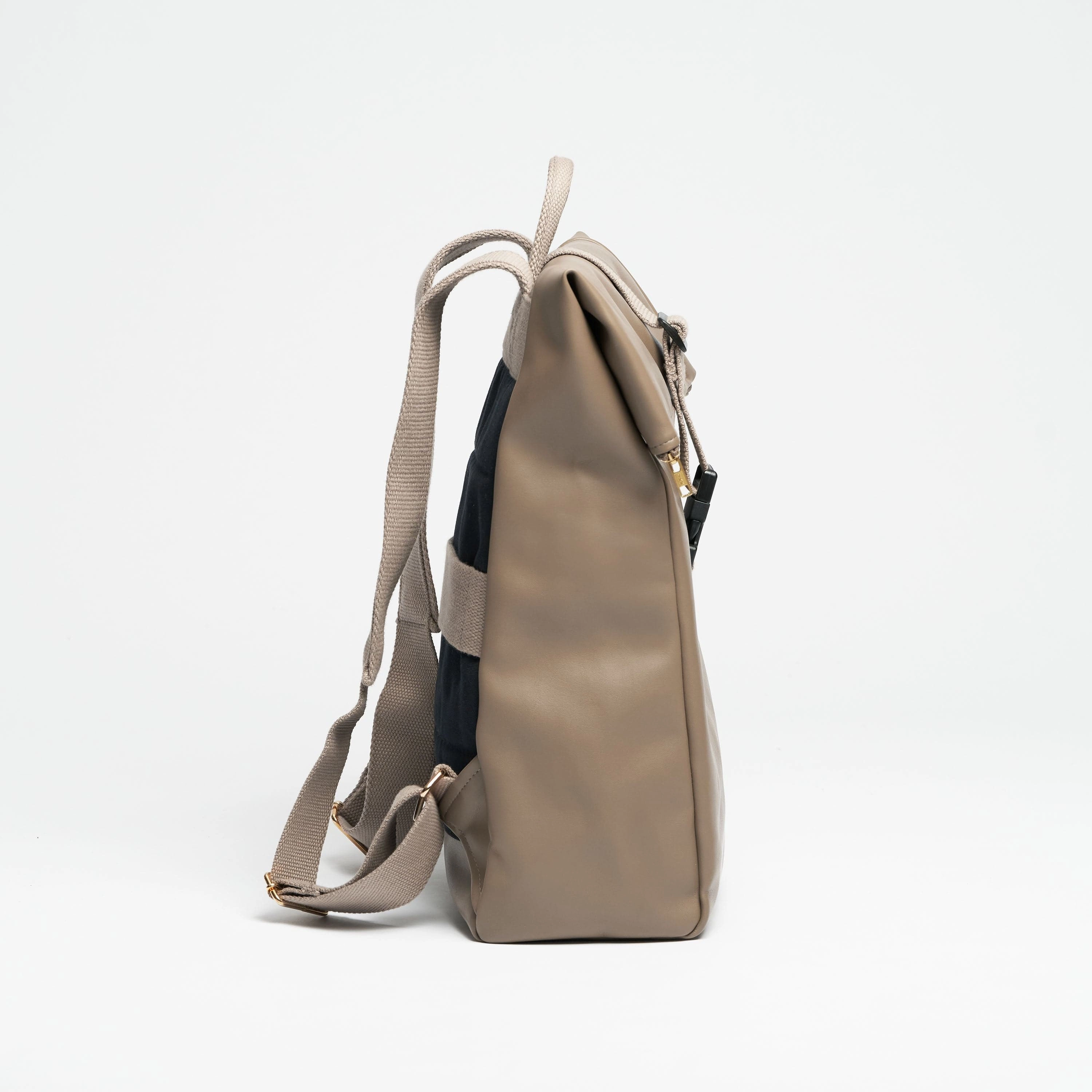 Oleatex Vegan Olive Leather Foldtop Backpack | Mocha Brown