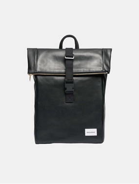 Oleatex Vegan Olive Leather Foldtop Backpack | Night Black