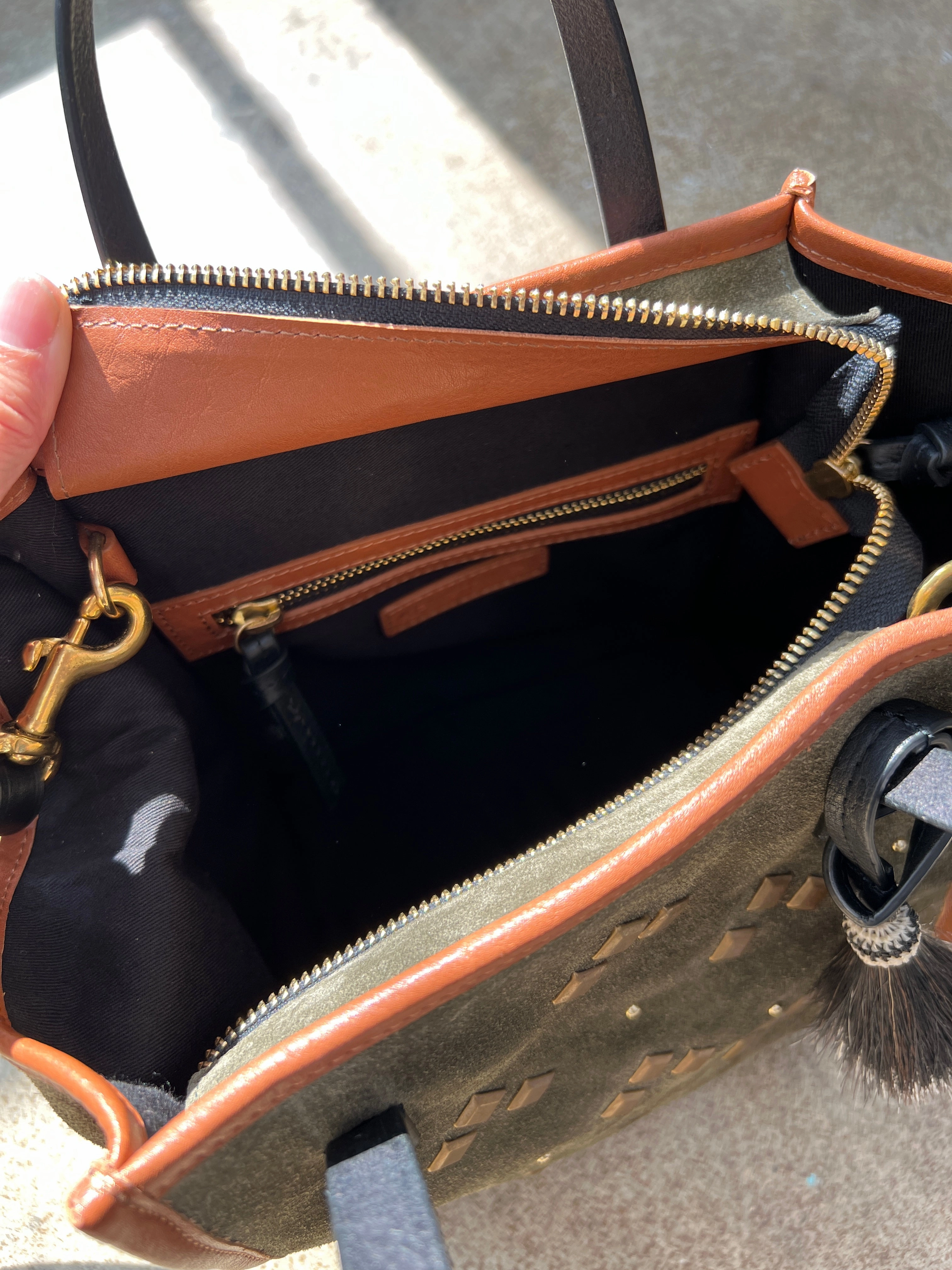 OLIVE SUEDE MINI TOTE