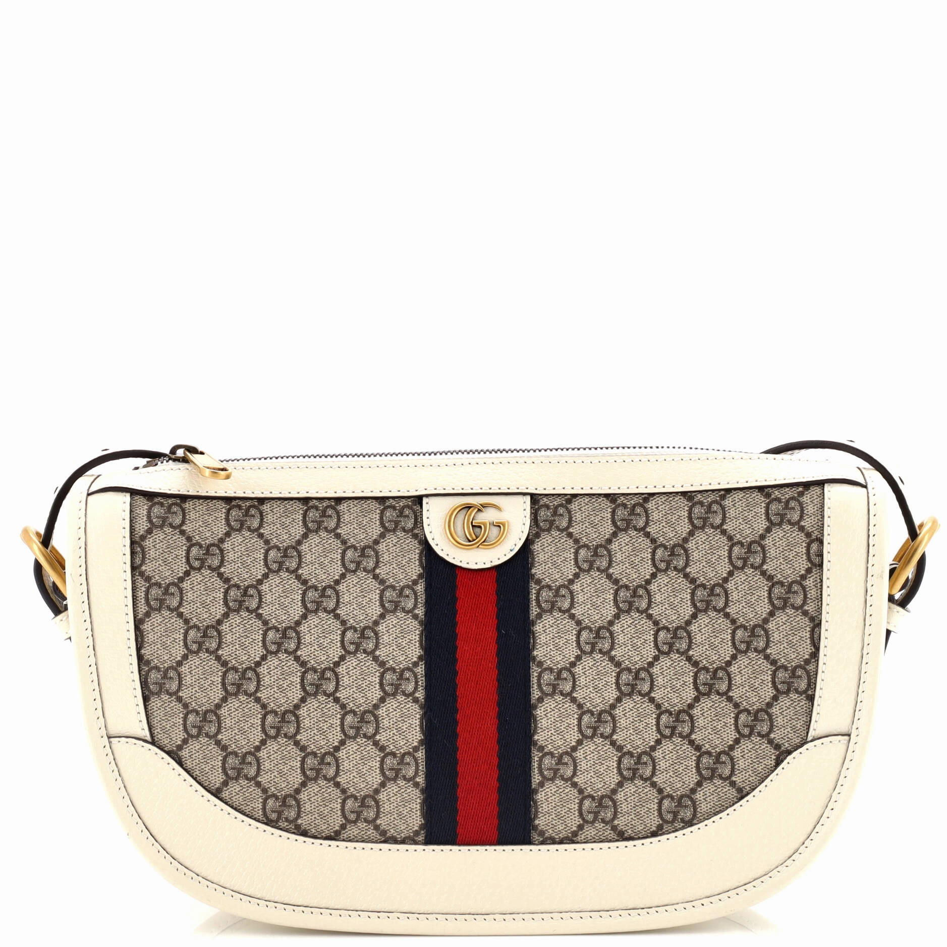 Ophidia Curved Zip Shoulder Bag GG Coated Canvas Large