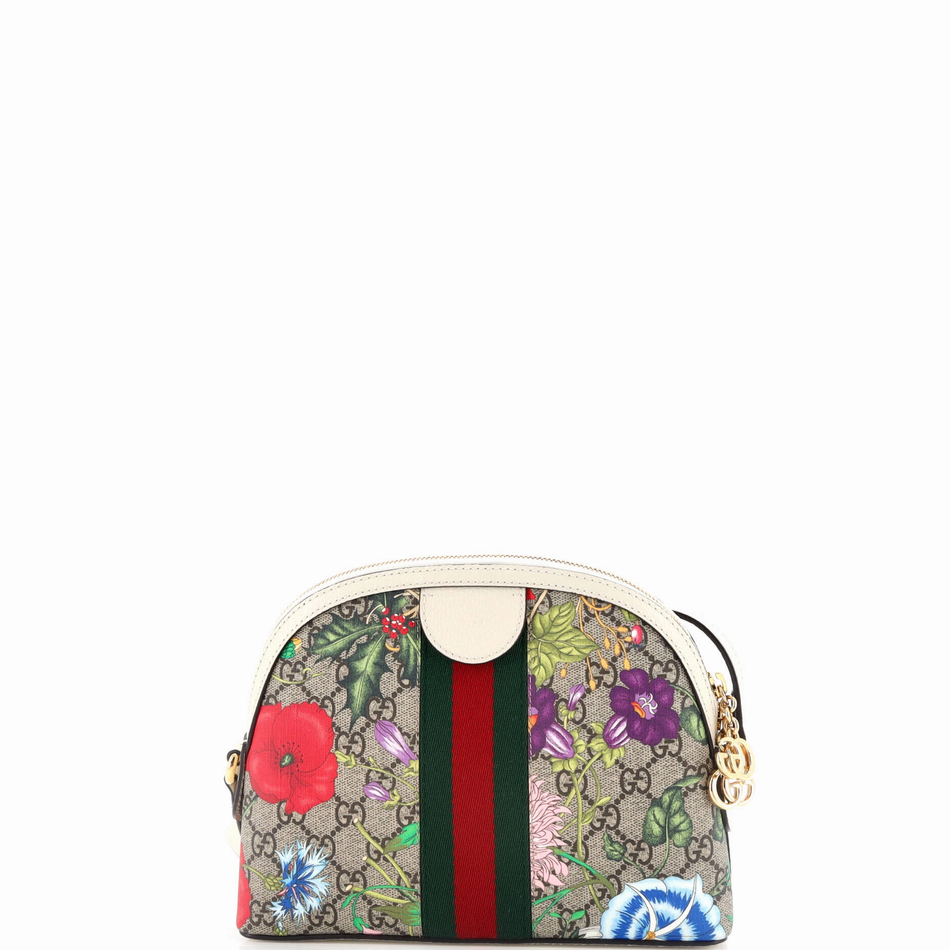 Ophidia Dome Shoulder Bag Flora GG Coated Canvas Small