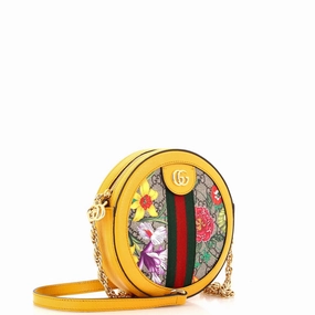 Ophidia Round Shoulder Bag Flora GG Coated Canvas Mini