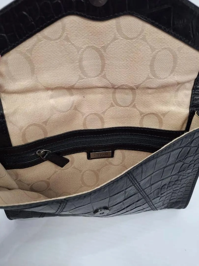 Oroton Alligator Textured Pouch Clutch Size
