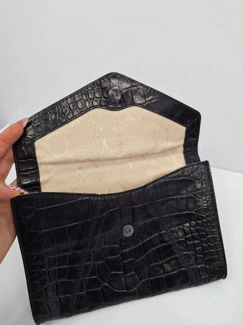 Oroton Alligator Textured Pouch Clutch Size