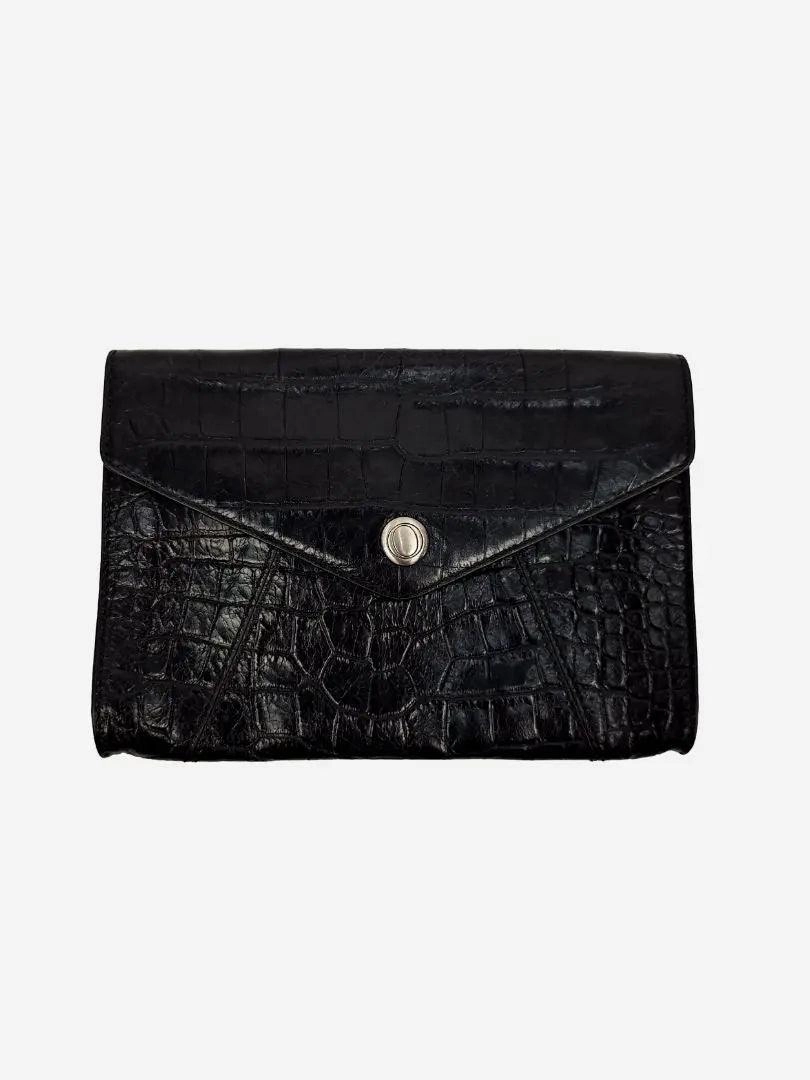 Oroton Alligator Textured Pouch Clutch Size