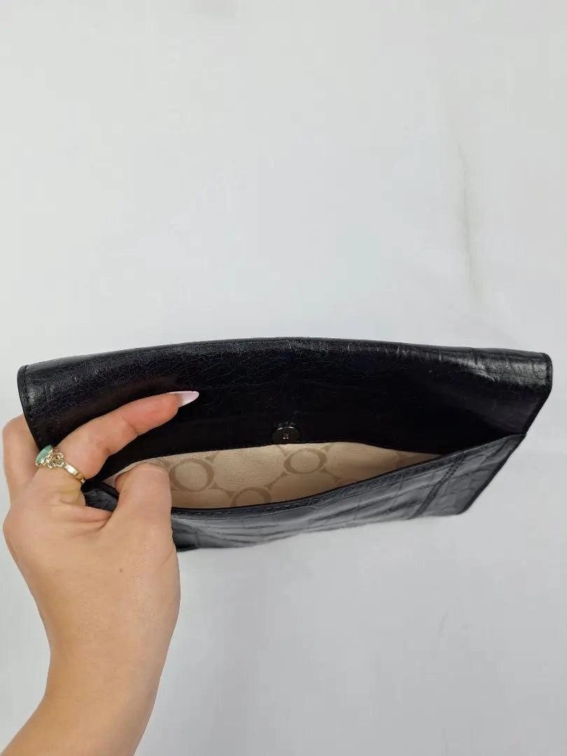 Oroton Alligator Textured Pouch Clutch Size
