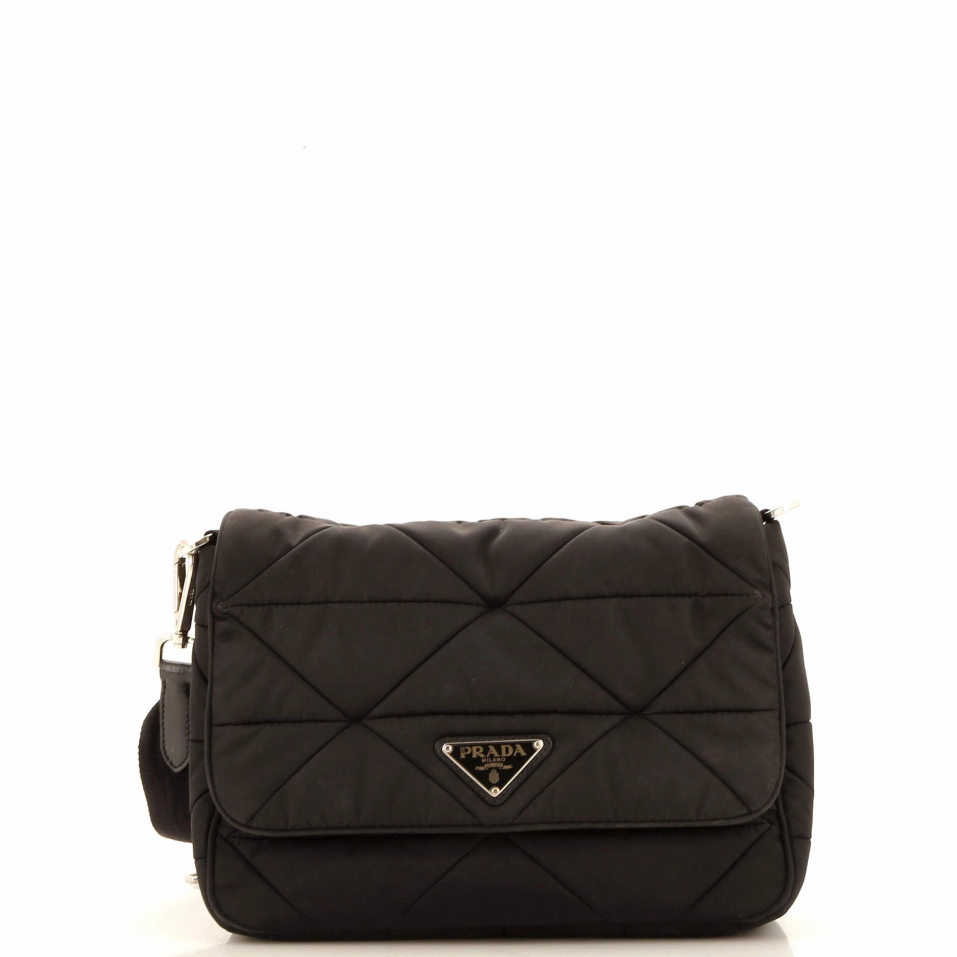 Padded Flap Shoulder Bag Quilted Tessuto