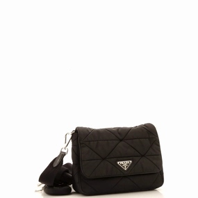 Padded Flap Shoulder Bag Quilted Tessuto