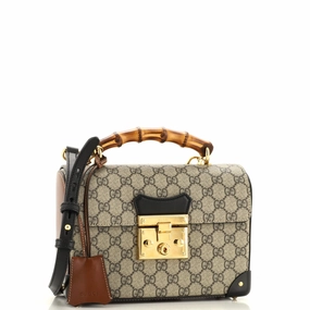 Padlock Bamboo Shoulder Bag GG Coated Canvas Small