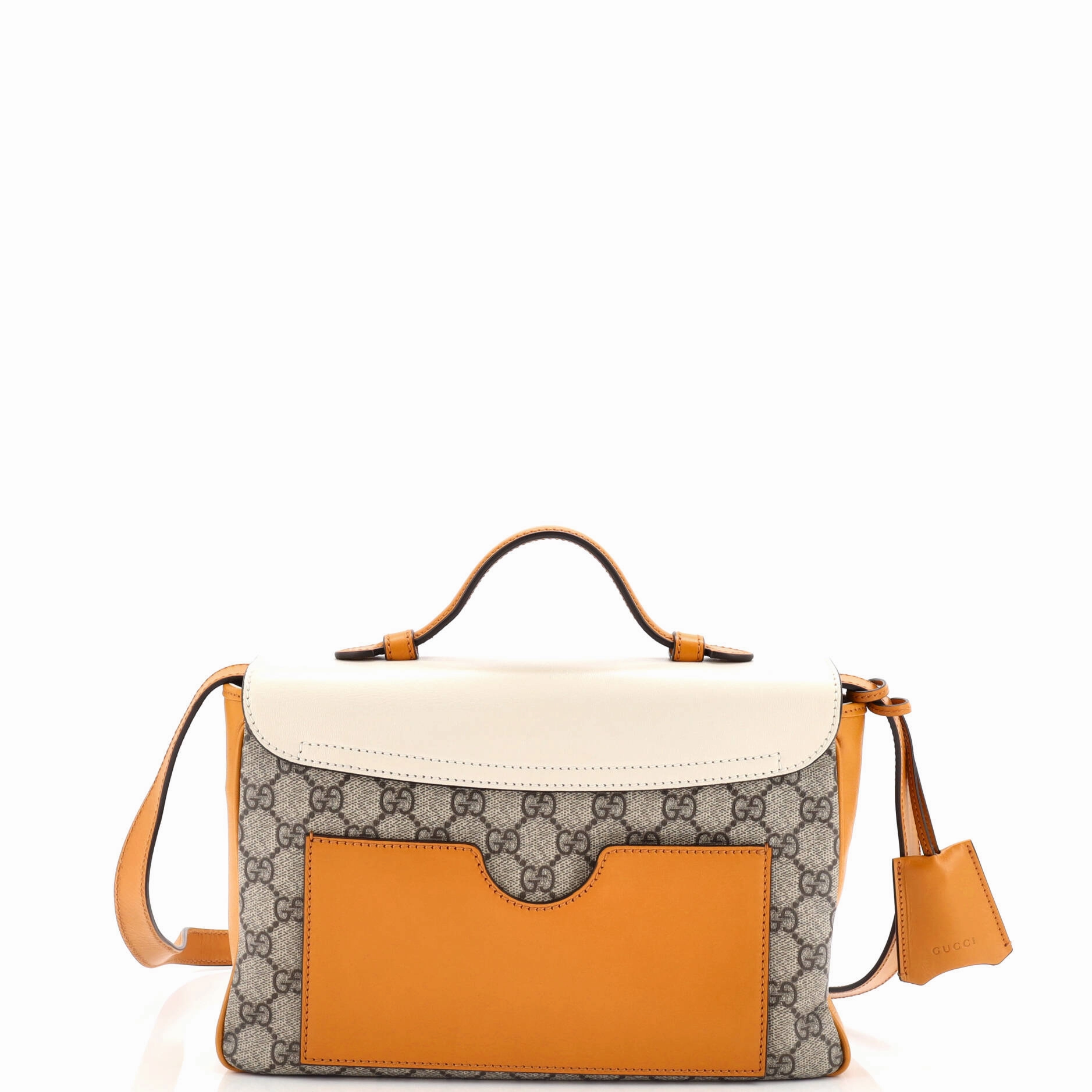 Padlock Front Pocket Flap Shoulder Bag GG Coated Canvas and Leather Small