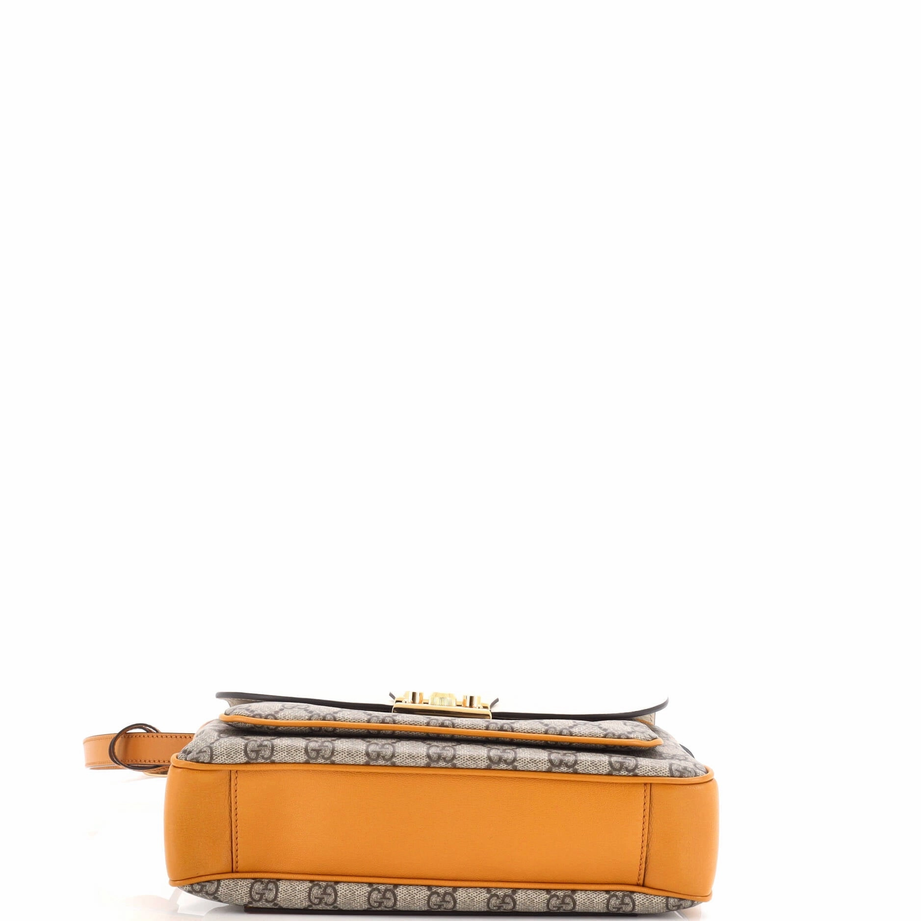 Padlock Front Pocket Flap Shoulder Bag GG Coated Canvas and Leather Small