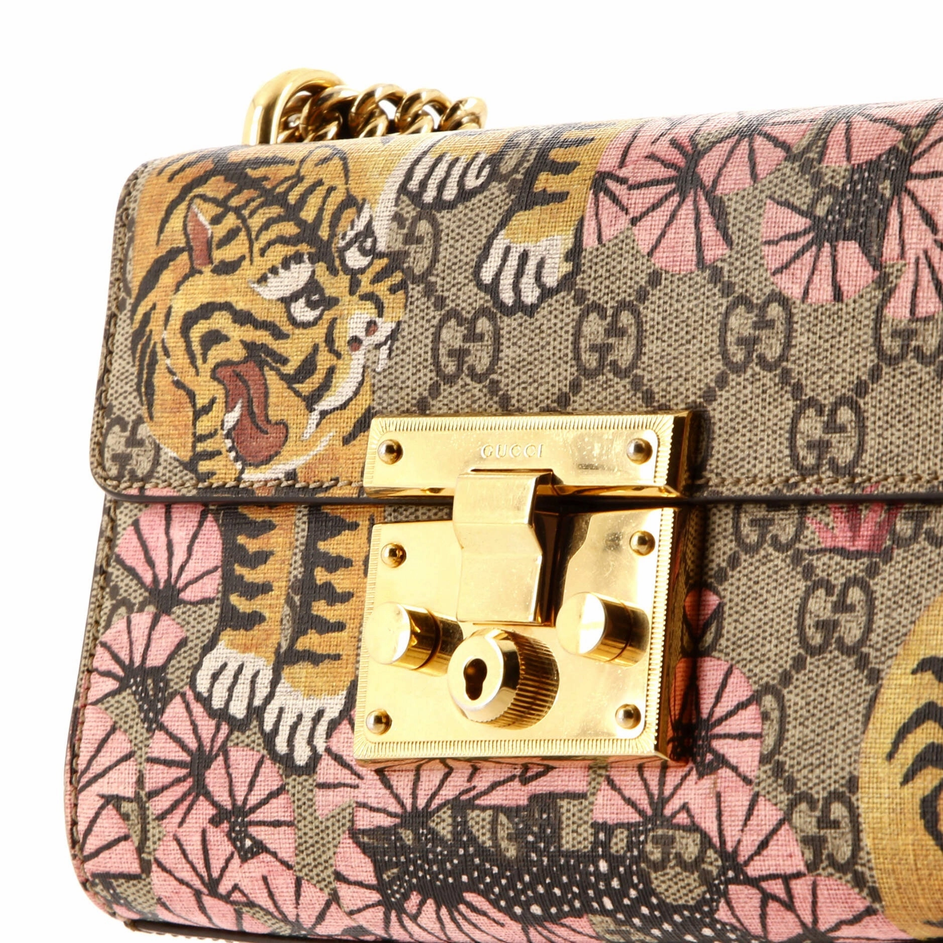 Padlock Shoulder Bag Bengal Print GG Coated Canvas Small