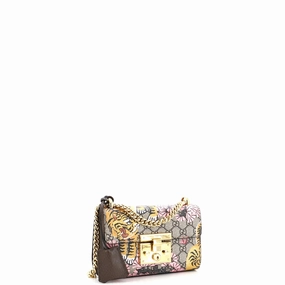 Padlock Shoulder Bag Bengal Print GG Coated Canvas Small