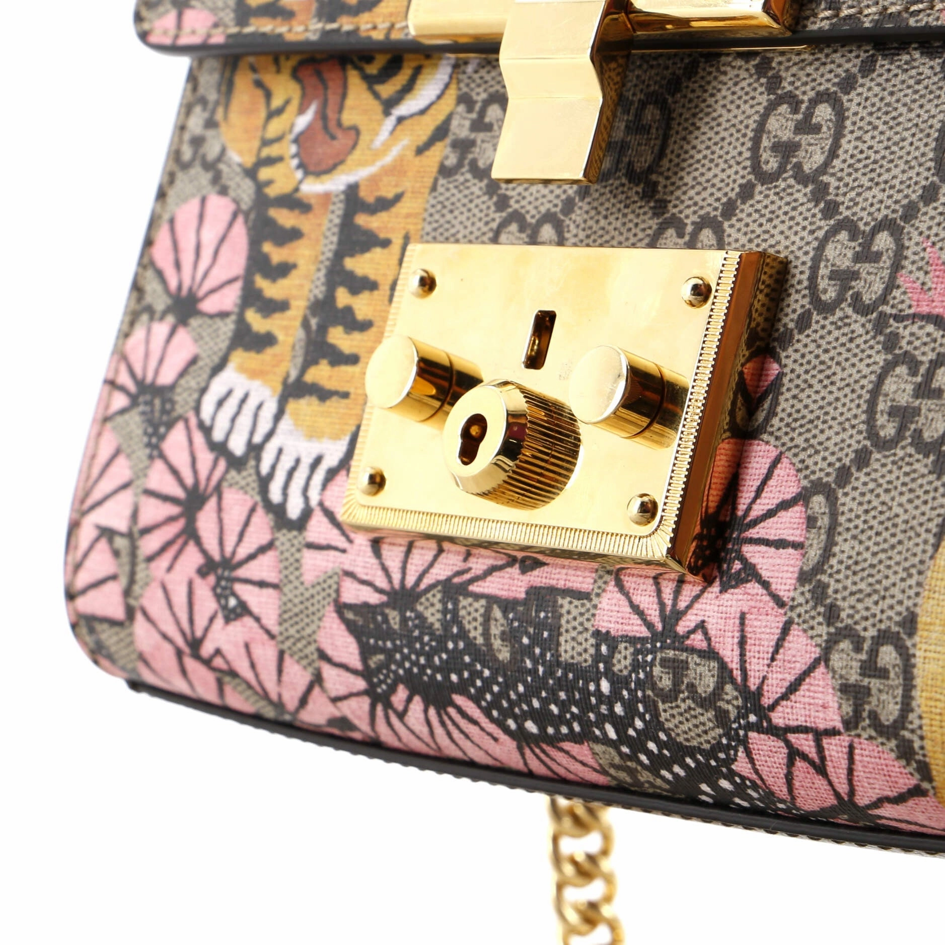 Padlock Shoulder Bag Bengal Print GG Coated Canvas Small