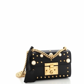 Pearly Padlock Shoulder Bag Studded Leather Small