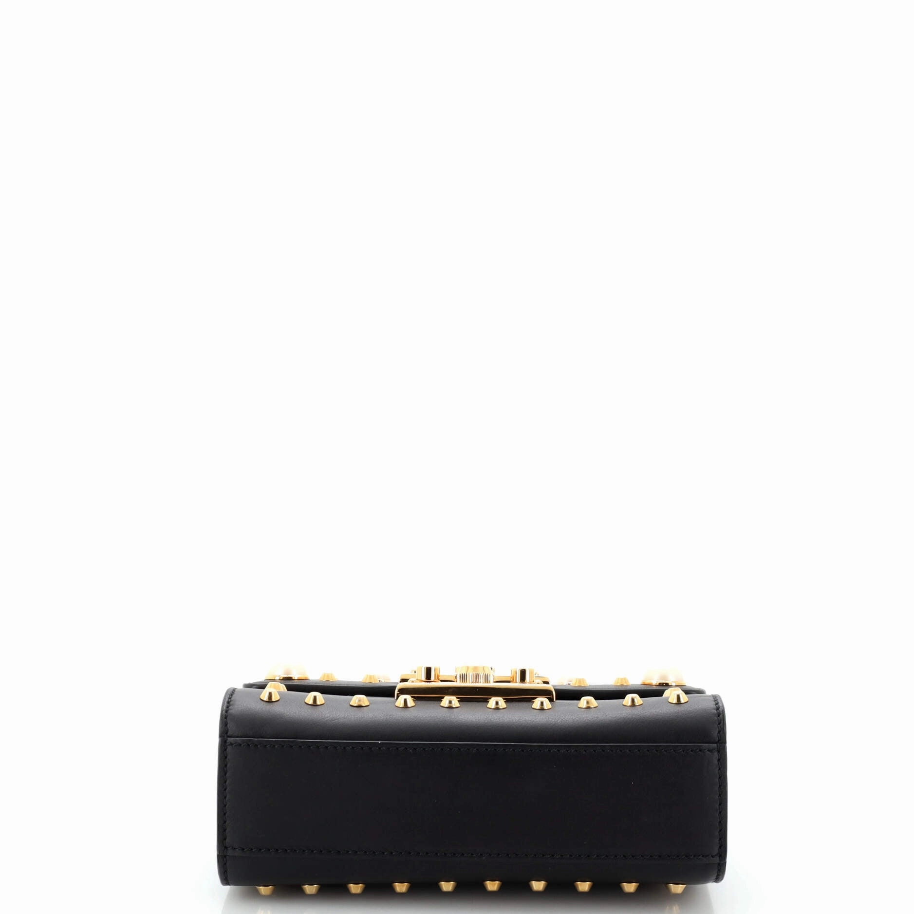 Pearly Padlock Shoulder Bag Studded Leather Small