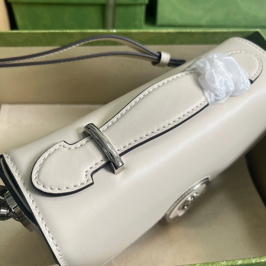 Petite GG Mini Shoulder Bag White Leather Shoulder Bag for Women