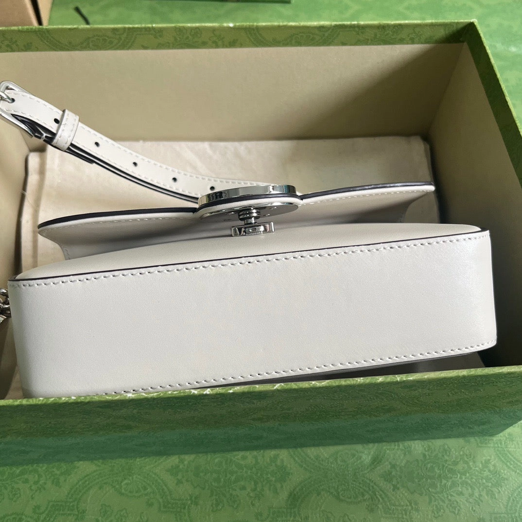 Petite GG Mini Shoulder Bag White Leather Shoulder Bag for Women