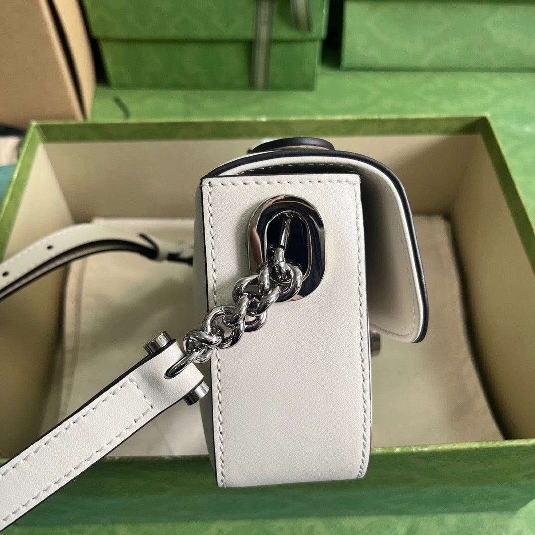 Petite GG Mini Shoulder Bag White Leather Shoulder Bag for Women