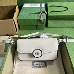 Petite GG Mini Shoulder Bag White Leather Shoulder Bag for Women