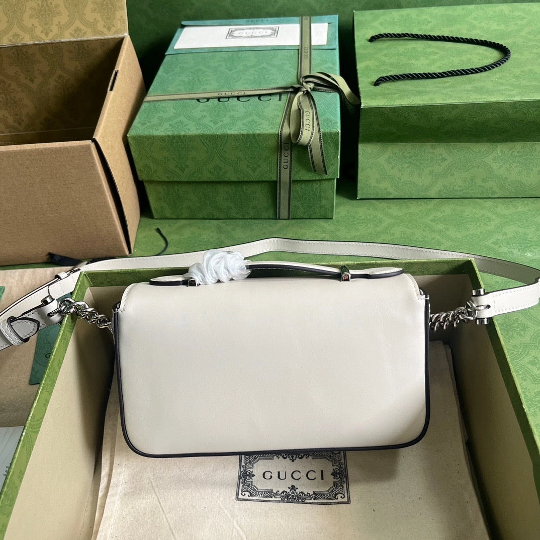 Petite GG Mini Shoulder Bag White Leather Shoulder Bag for Women